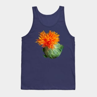 Orange Safflower Floral Photo Cutout Tank Top